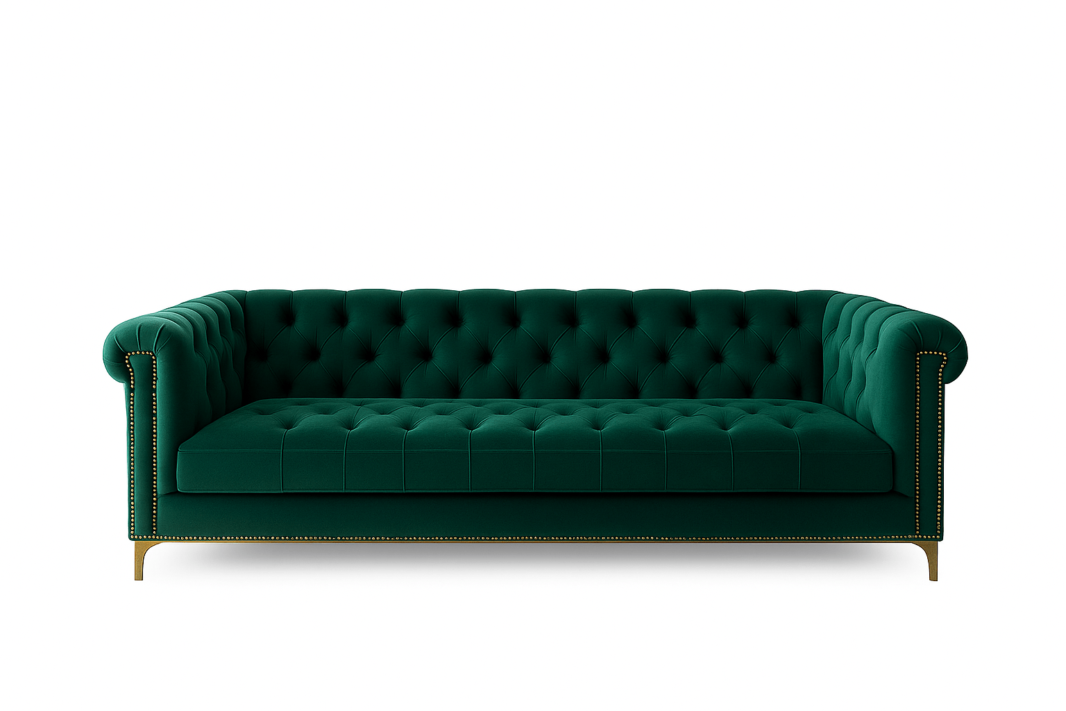 Sofá Chesterfield 3 plazas terciopelo verde - Vintahome