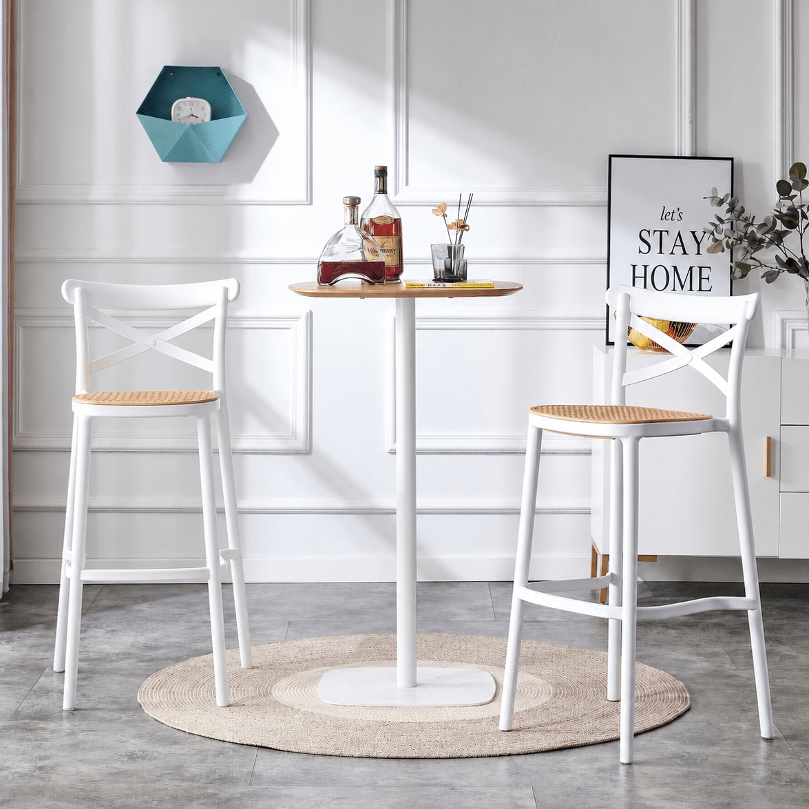 Taburete alto con respaldo polipropileno Klara Blanco - Vintahome