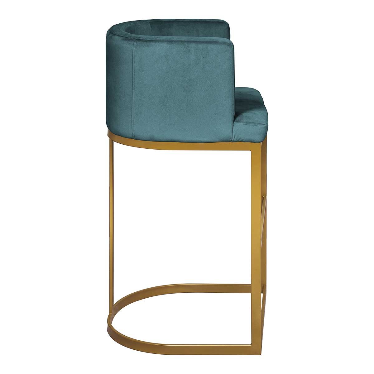 Taburete de bar acero dorado y terciopelo H74 cms Mia - Vintahome