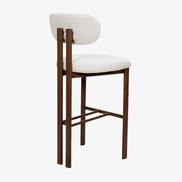 Taburete de bar acero nogal tapizado bouclé Liberty 75 - Vintahome