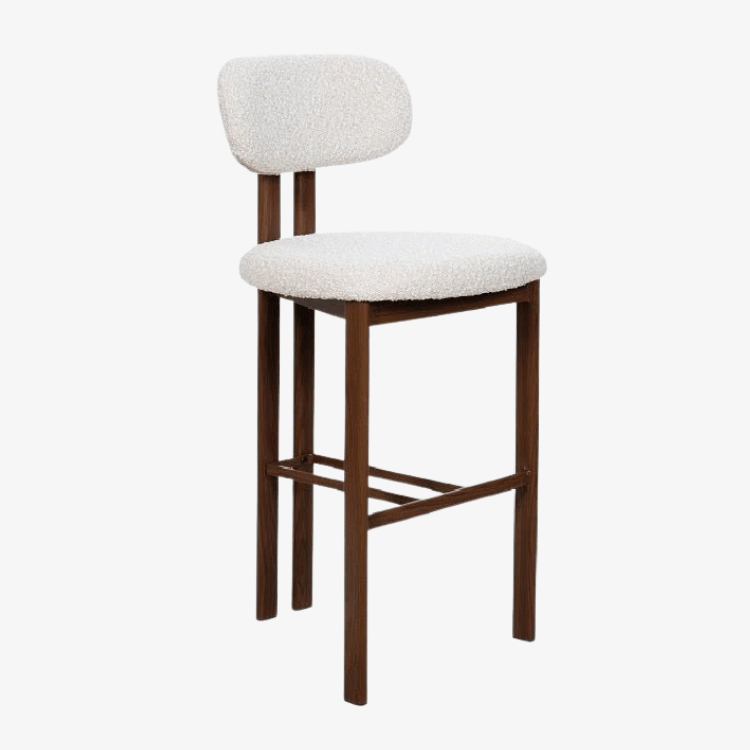 Taburete de bar acero nogal tapizado bouclé Liberty 75 - Vintahome