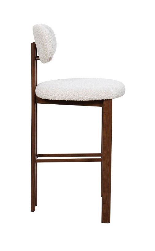 Taburete de bar acero nogal tapizado bouclé Liberty 75 - Vintahome