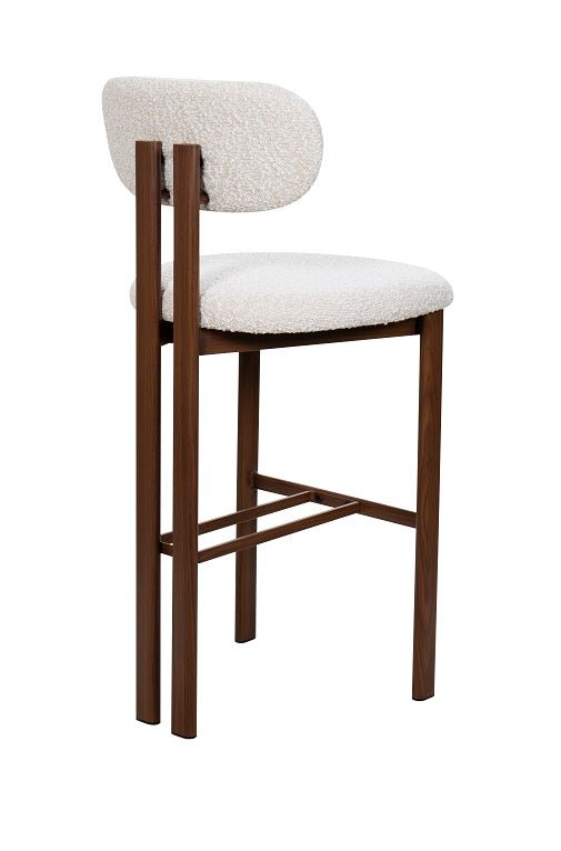 Taburete de bar acero nogal tapizado bouclé Liberty 75 - Vintahome