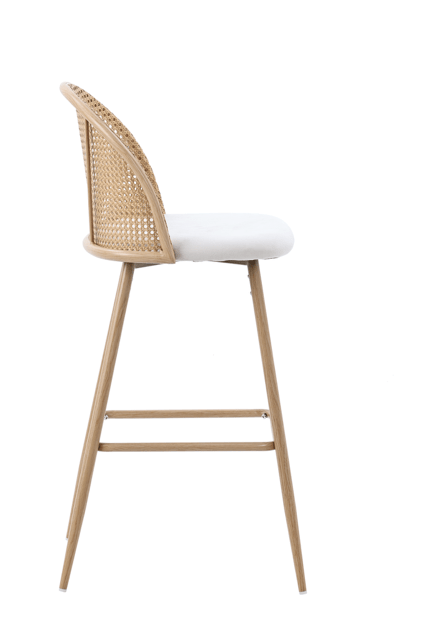 Tabouret de bar bistrot en rotin assise rembourrée Muler Naturel