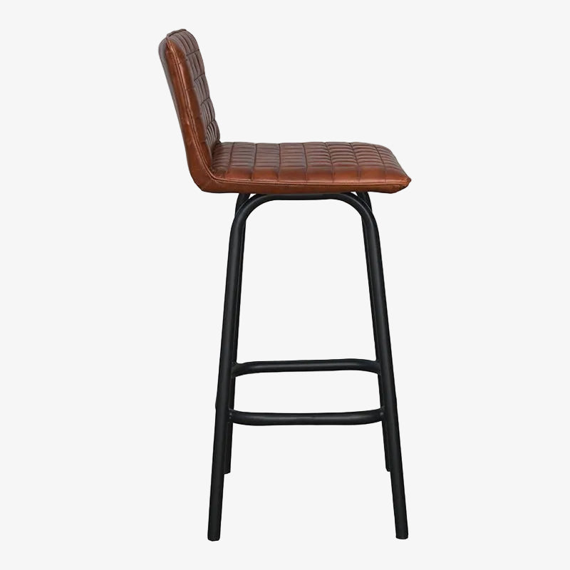 Tabouret de bar en cuir à carreaux Naos