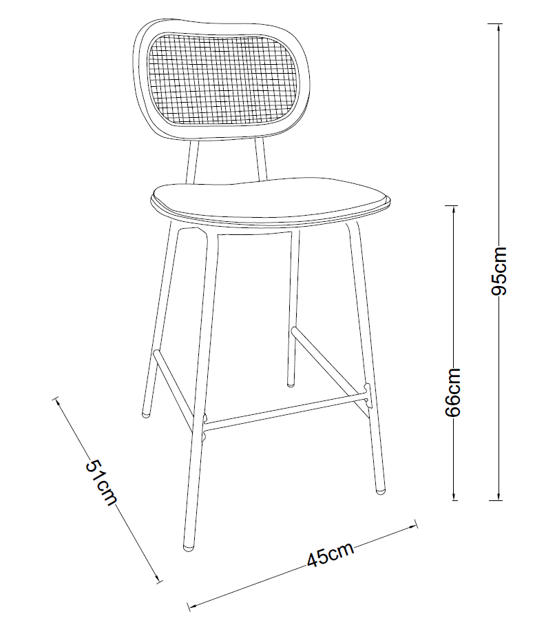 Taburete de bar H65 madera natural, ratán y tela beige Alan - Vintahome