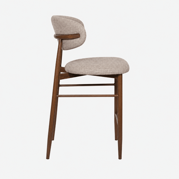 Banqueta alta nórdica em aço nogueira Olimpo 65cm - Vintahome