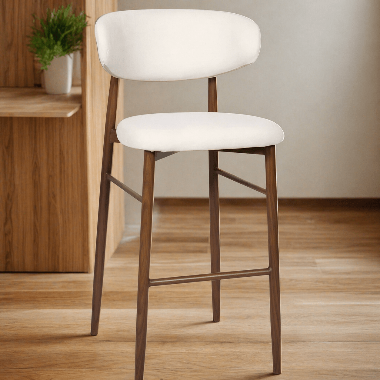Taburete de bar nórdico acero nogal Olimpo 75cm - Vintahome