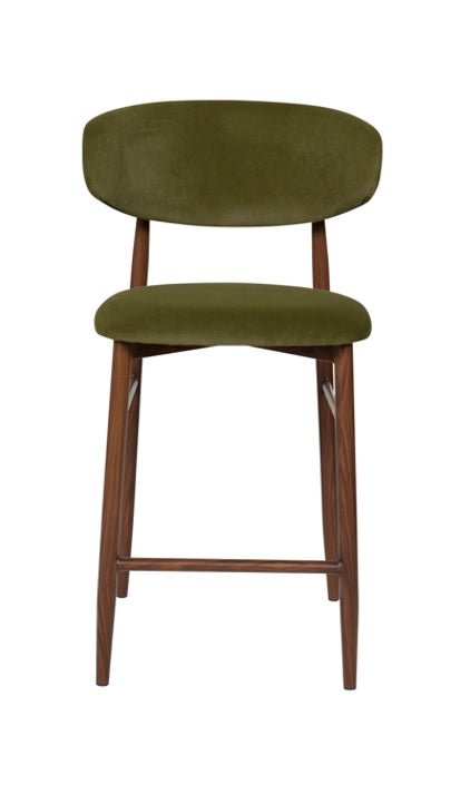 Tabouret de bar nordique H65 cm Velours vert Olimpo