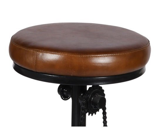 Taburete de bar pedales asiento cuero marrón - Vintahome