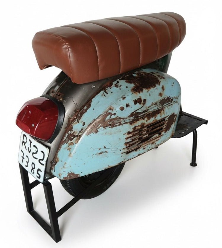 Vintage Scooter Barhocker aus recyceltem Leder - Vintahome