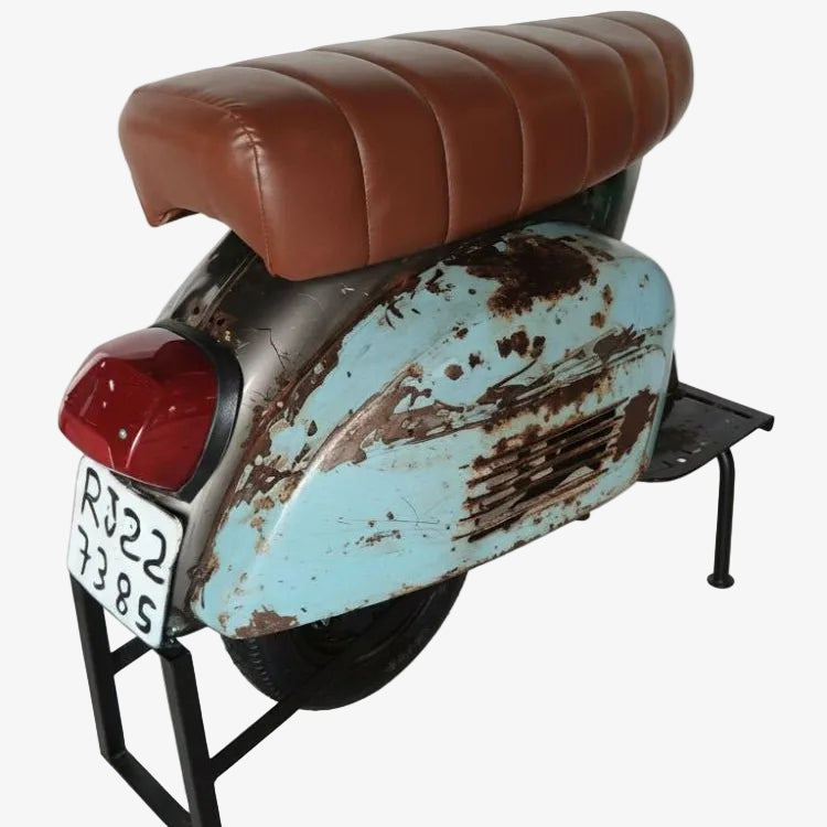 Banco de bar para scooter de couro reciclado vintage - Vintahome
