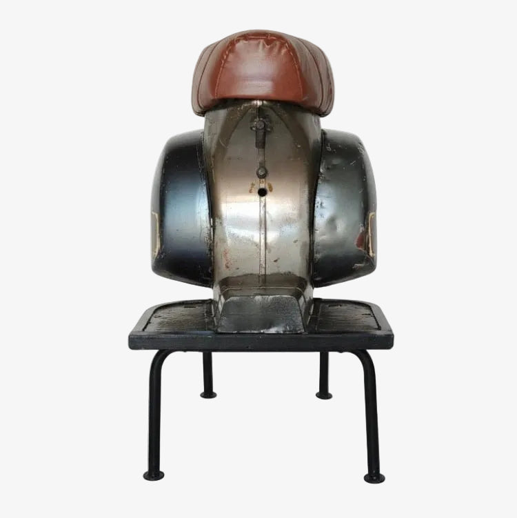 Taburete de Bar Scooter Vintage Reciclada de Cuero - Vintahome