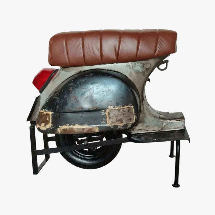Taburete de Bar Scooter Vintage Reciclada de Cuero - Vintahome