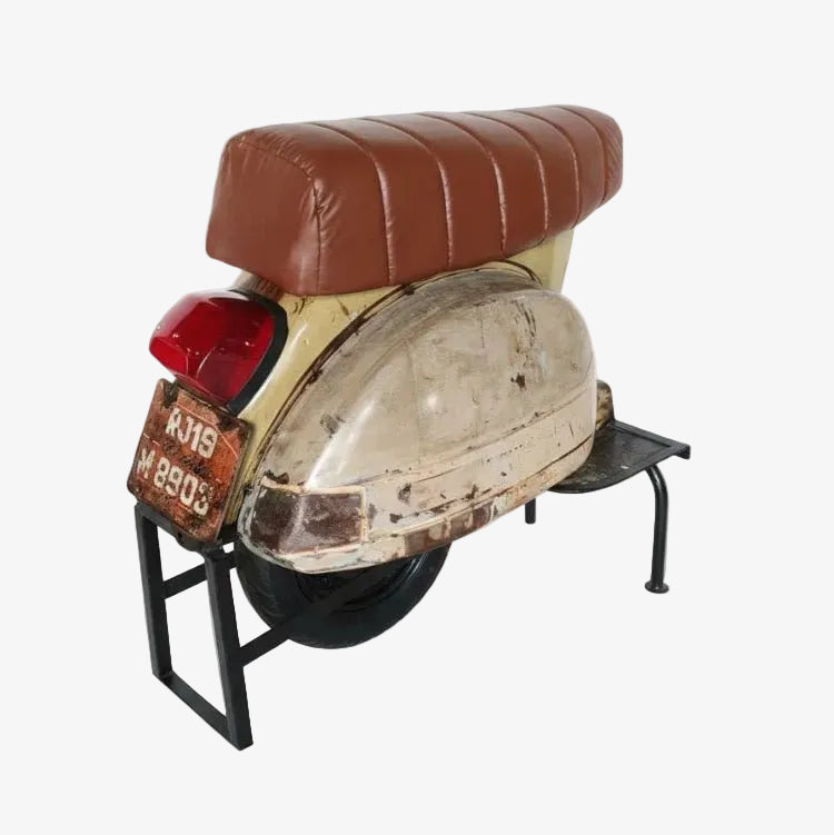Banco de bar para scooter de couro reciclado vintage - Vintahome
