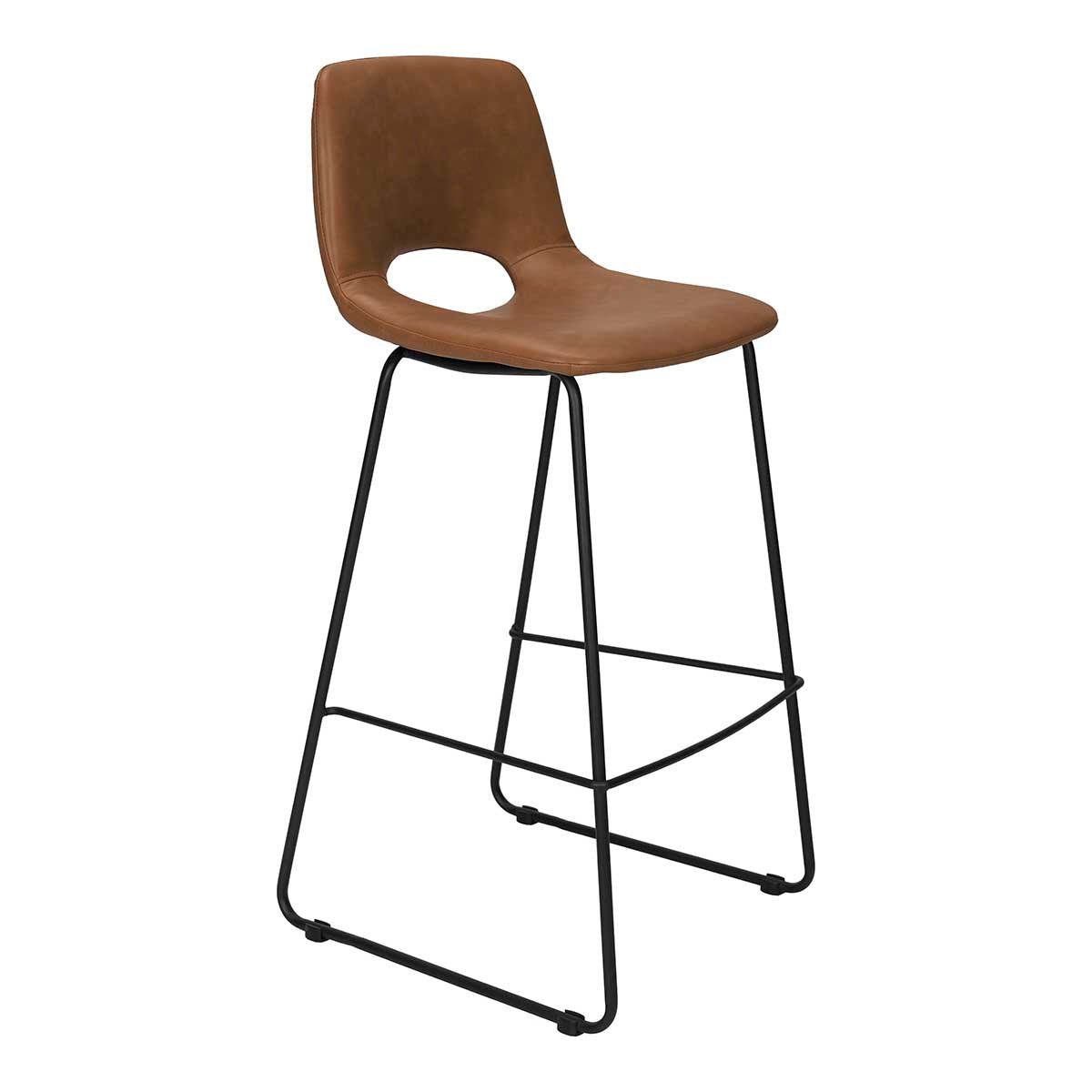 Banqueta de bar semi-couro Lewis camel Alt.75cm