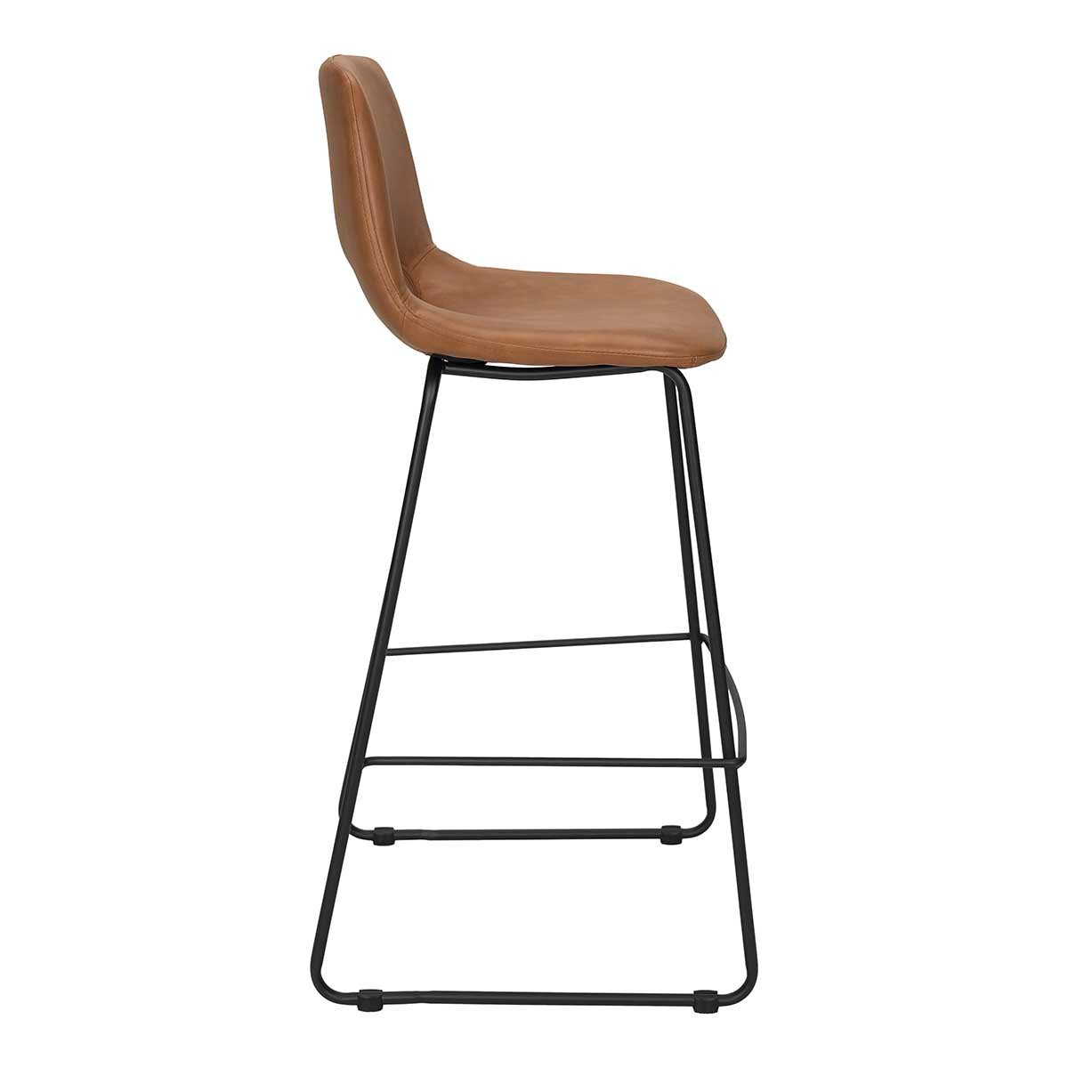 Banqueta de bar semi-couro Lewis camel Alt.75cm