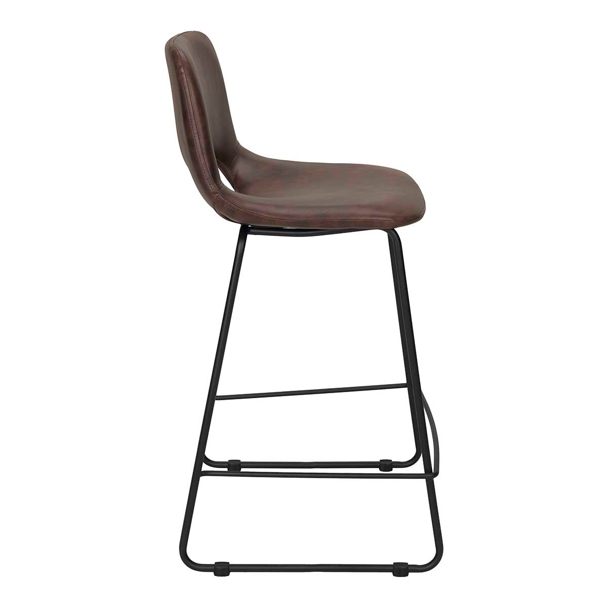 Taburete de bar semipiel marrón H65cms Lewis