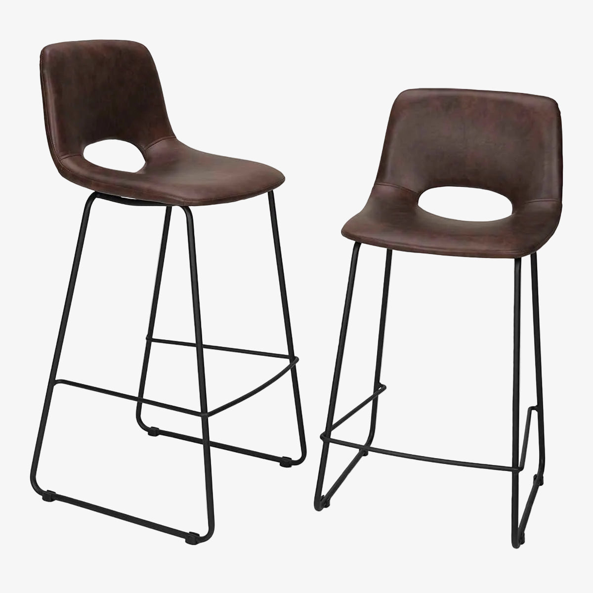 Tabouret de bar Lewis en semi-cuir H75cms