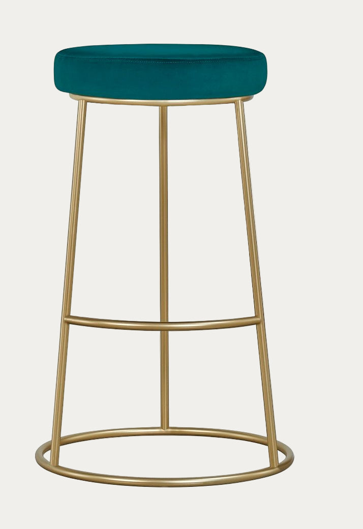 Taburete de bar de terciopelo verde H75 cm California