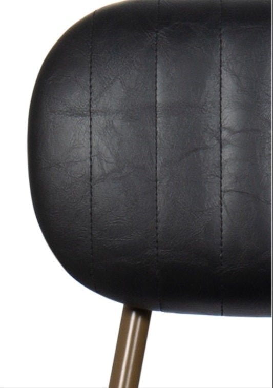 Taburete de bar vintage acero dorado y semi piel negro Jerald H65 - Vintahome