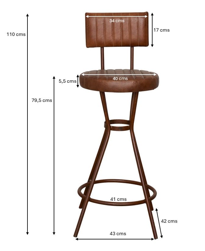 Tabouret de Bar Vintage Technique Rembourré Rond