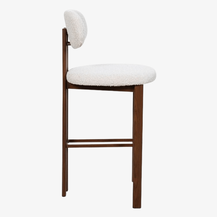 Taburete de cocina acero nogal tapizado bouclé H65 Liberty - Vintahome