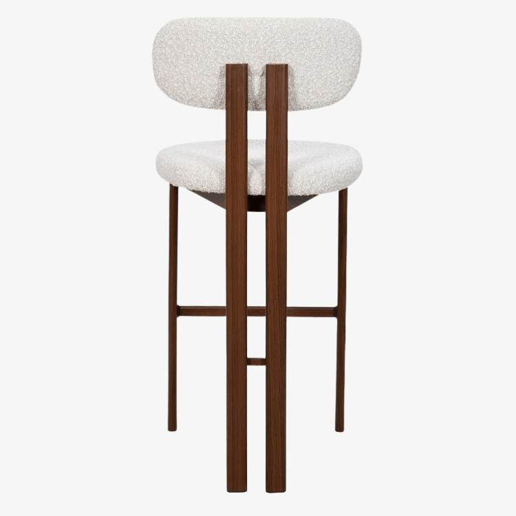 Tabouret de cuisine en acier noyer tapissé en bouclé Liberty H65 - Vintahome