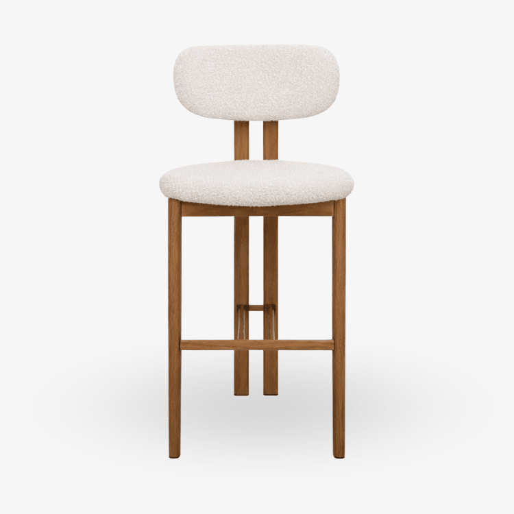 Taburete de cocina acero rosewood tapizado bouclé H65 Liberty - Vintahome