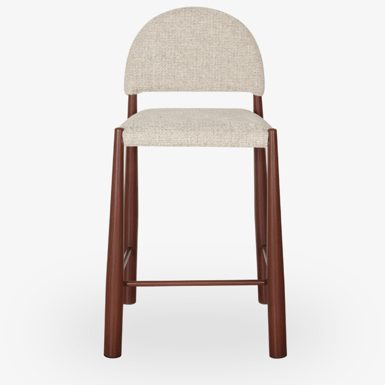 Taburete de cocina tapizado Maira 67 cm beige efecto nogal - Vintahome