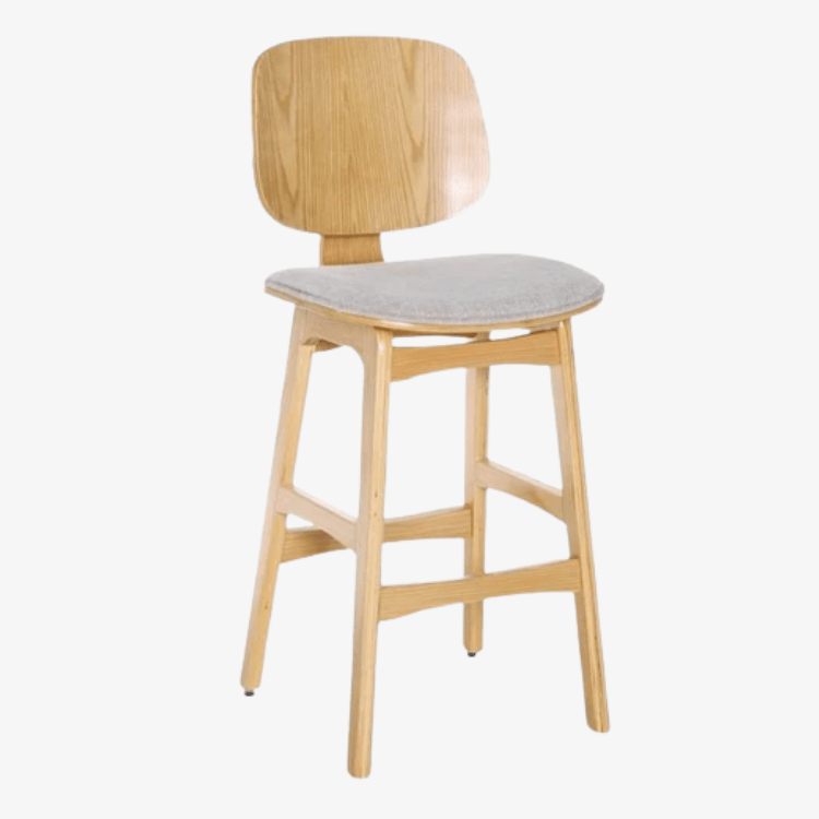Taburete madera natural y tapizado H65 Everly - Vintahome