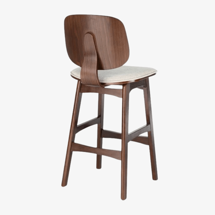 Taburete madera nogal y tapizado H65 Everly - Vintahome
