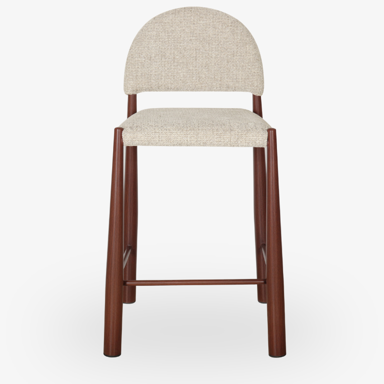 Taburete de cocina Maira tapizado Light Brown con estructura efecto nogal