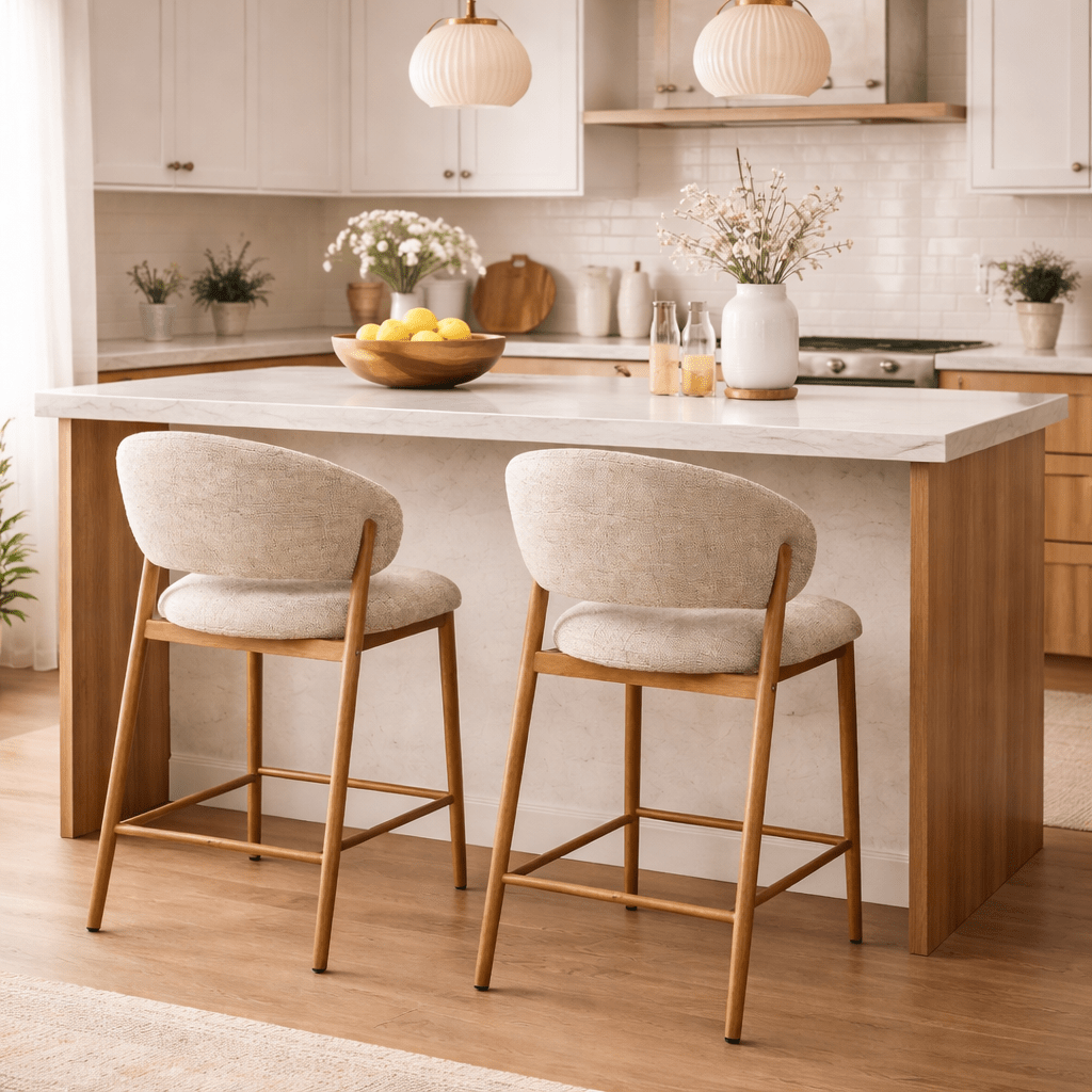 Taburete Nova Nordic H65 Rosewood | Tapizado taupe - Vintahome