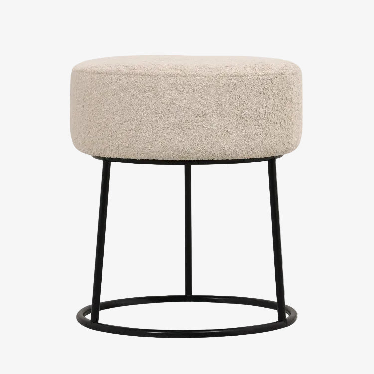 Tabouret bas rond puff Amos bouclé Corail