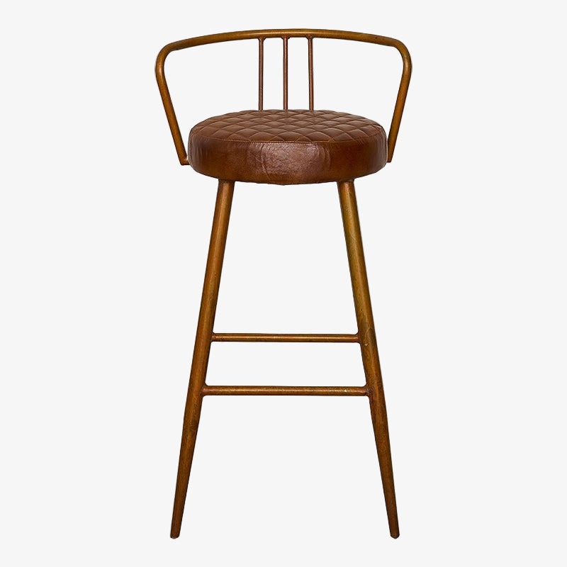 Taburete vintage asiento cuero con respaldo Trenty - Vintahome