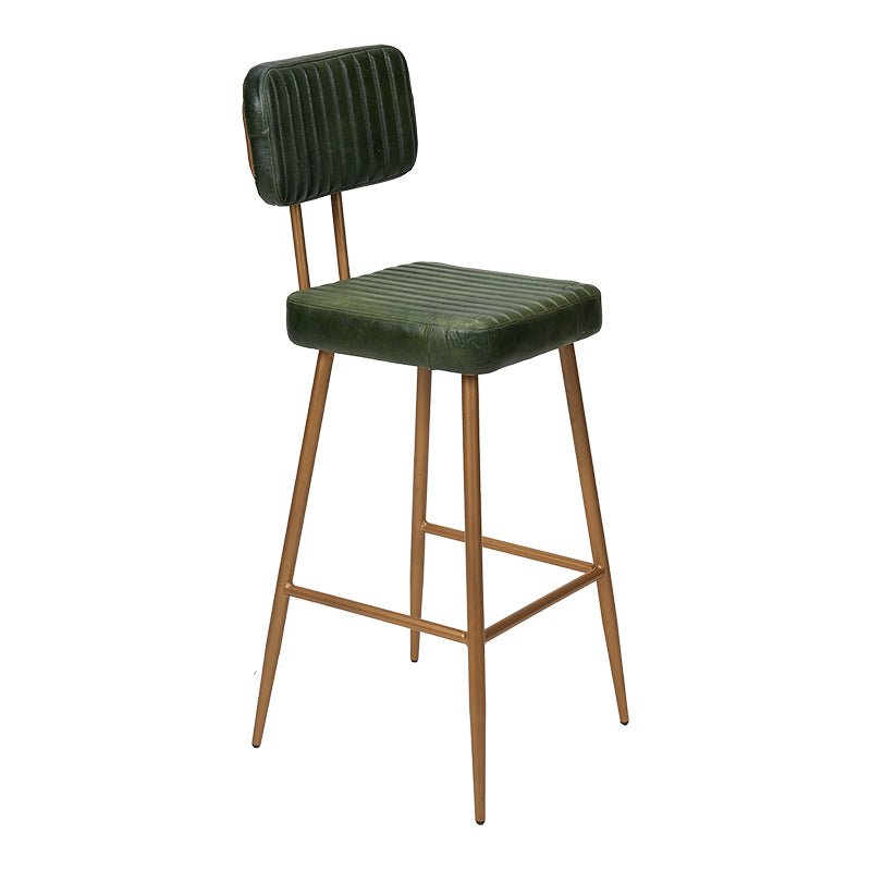 Banqueta Dary vintage de couro verde dourado