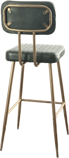 Banqueta Dary vintage de couro verde dourado