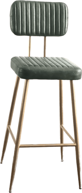 Banqueta Dary vintage de couro verde dourado