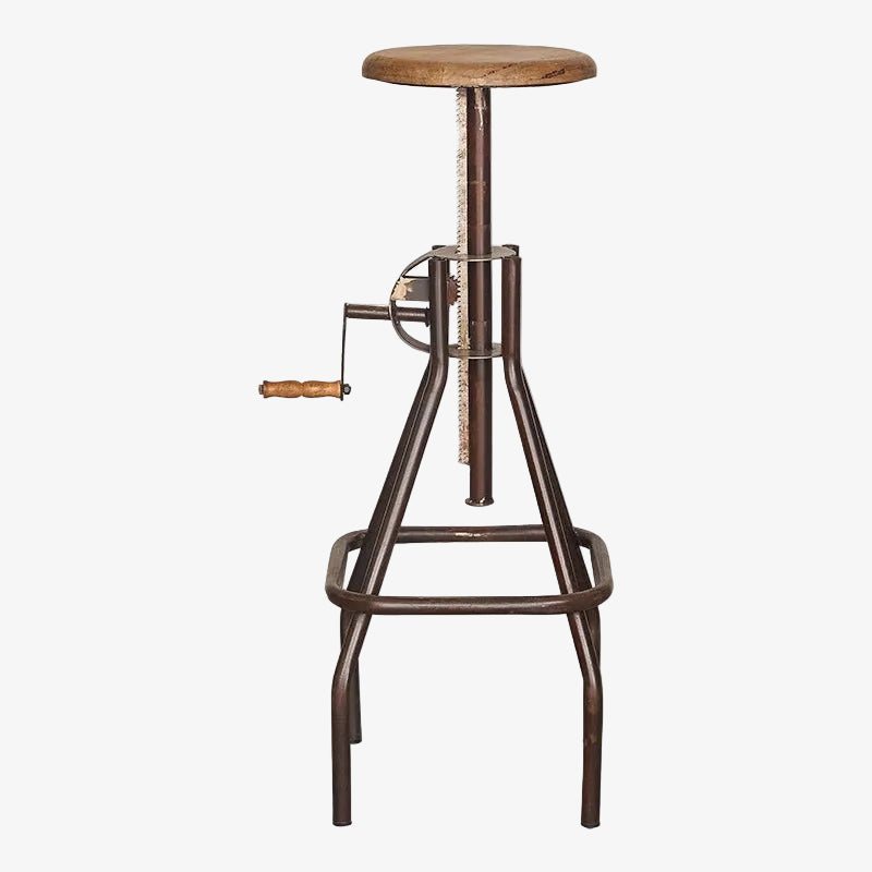 Taburete vintage regulable asiento madera Deuxton
