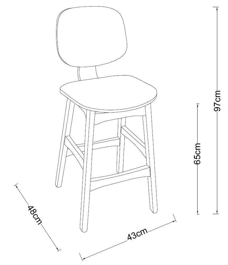 Tabouret en bois naturel et rembourré H65 Everly