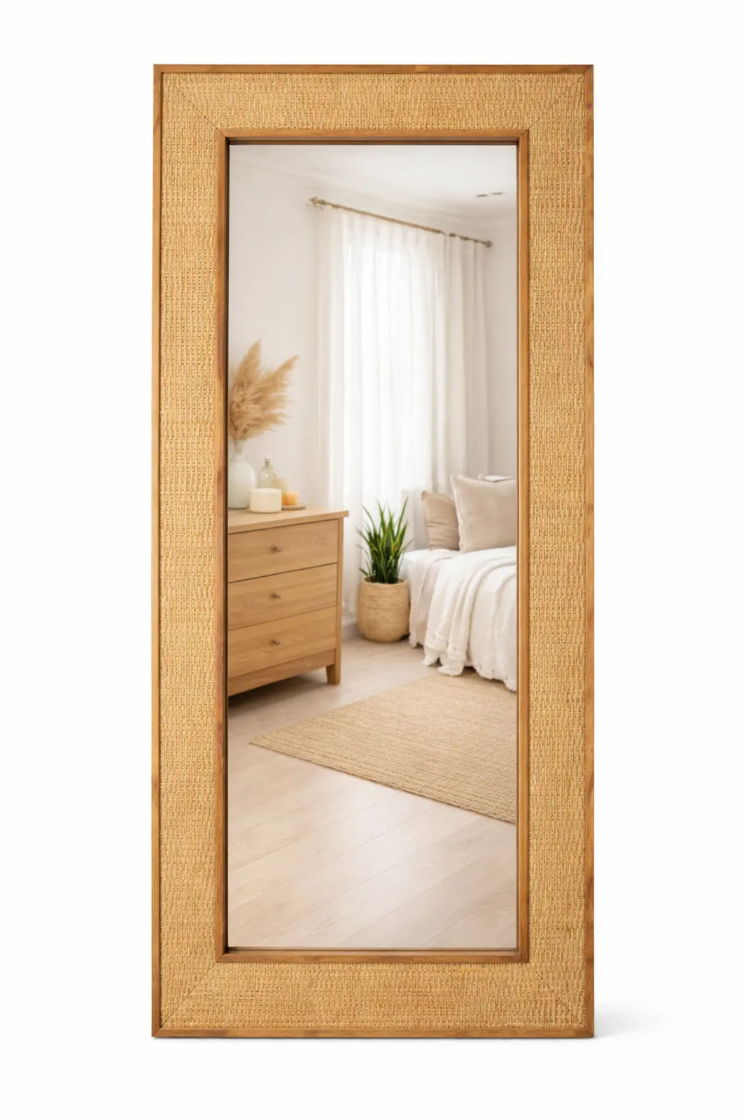 Staande spiegel rattan 182x90