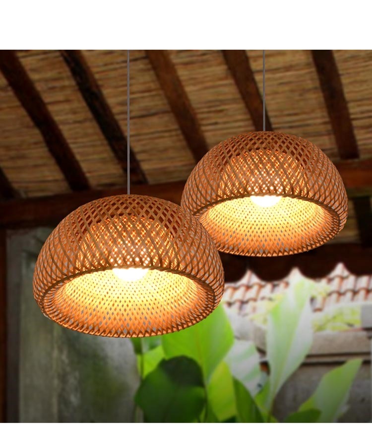 Lámpara de techo mimbre natural trenzado Orazia