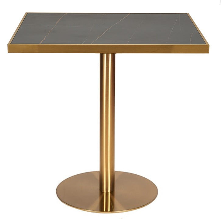 Mesa de bar inox dorado piedra sinterizada canto dorado 70-80 cm