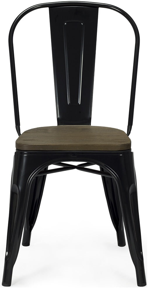 Silla Tolux acero negro brillo madera oscura