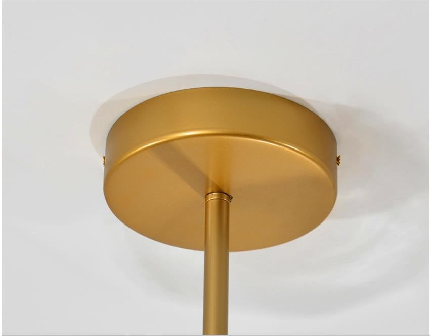 Lámpara de techo 9 brazos acero dorado y cristal oro Chandelier