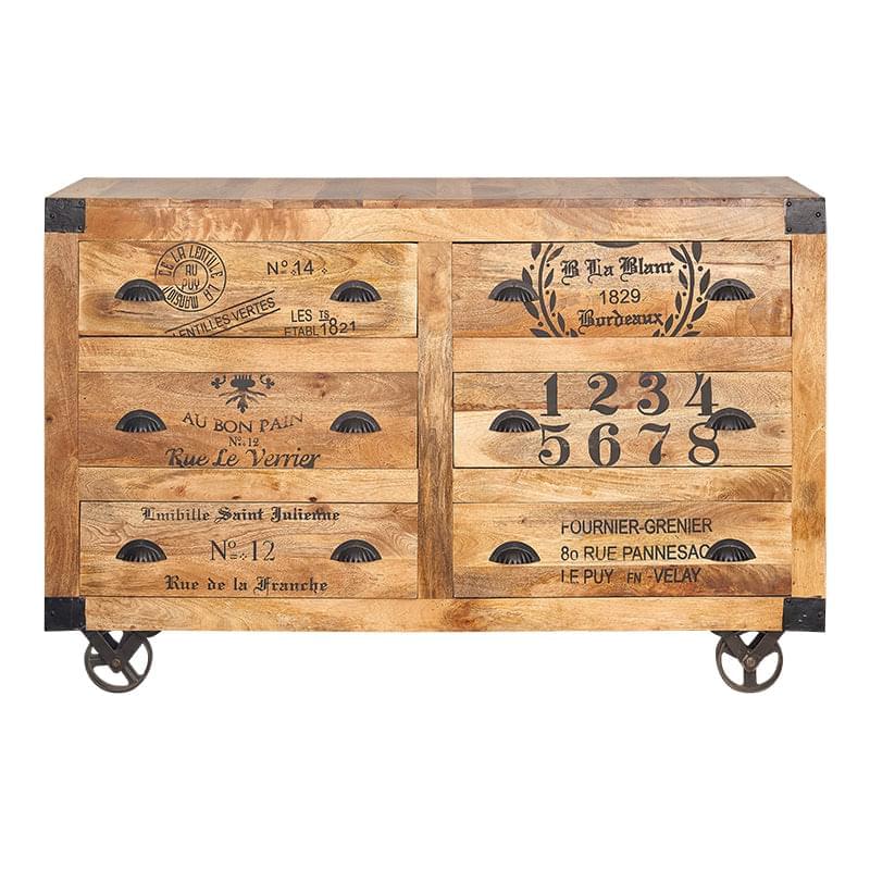 Mobiele wielen 6 laden Wood Mango Caroline