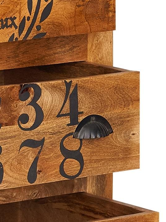 Aparador ruedas móvil 6 cajones madera mango Caroline