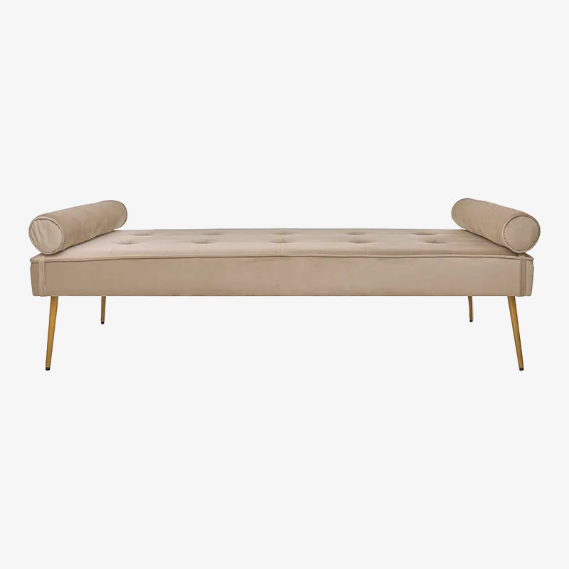 Beige fluwelen bankje met gouden poten kopen