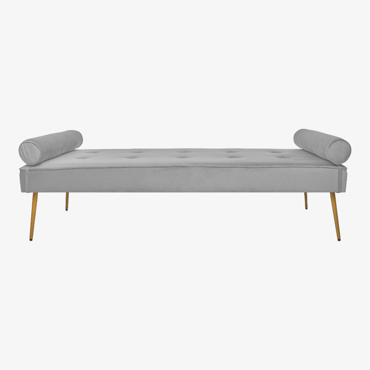 Banco de Terciopelo Gris Patas Doradas